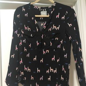 Anthropologie llama blouse